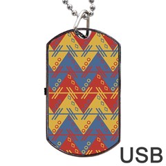 Aztec South American Pattern Zig Dog Tag Usb Flash (two Sides) by BangZart