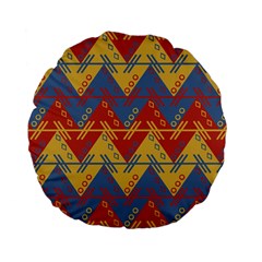 Aztec South American Pattern Zig Standard 15  Premium Flano Round Cushions by BangZart