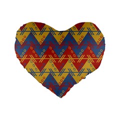 Aztec South American Pattern Zig Standard 16  Premium Flano Heart Shape Cushions by BangZart