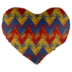 Aztec South American Pattern Zig Large 19  Premium Flano Heart Shape Cushions by BangZart