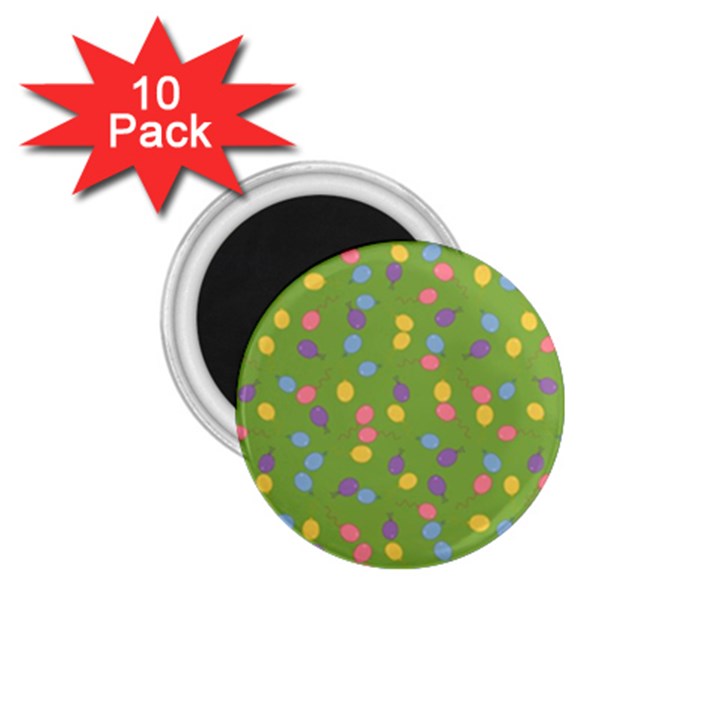 Balloon Grass Party Green Purple 1.75  Magnets (10 pack) 