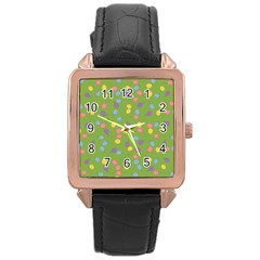 Balloon Grass Party Green Purple Rose Gold Leather Watch  by BangZart