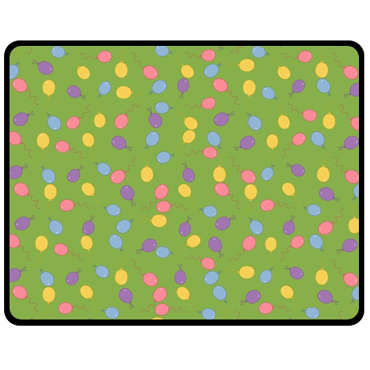 Balloon Grass Party Green Purple Double Sided Fleece Blanket (Medium) 