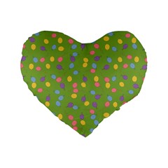 Balloon Grass Party Green Purple Standard 16  Premium Flano Heart Shape Cushions by BangZart