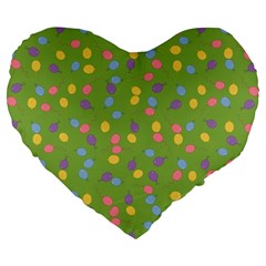 Balloon Grass Party Green Purple Large 19  Premium Flano Heart Shape Cushions by BangZart