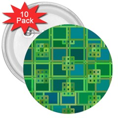 Green Abstract Geometric 3  Buttons (10 Pack)  by BangZart