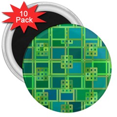 Green Abstract Geometric 3  Magnets (10 Pack)  by BangZart