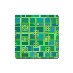 Green Abstract Geometric Square Magnet by BangZart