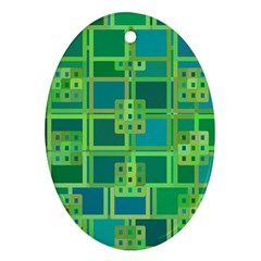 Green Abstract Geometric Oval Ornament (two Sides) by BangZart