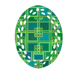 Green Abstract Geometric Oval Filigree Ornament (two Sides) by BangZart