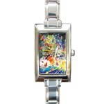 Multicolor Anime Colors Colorful Rectangle Italian Charm Watch Front