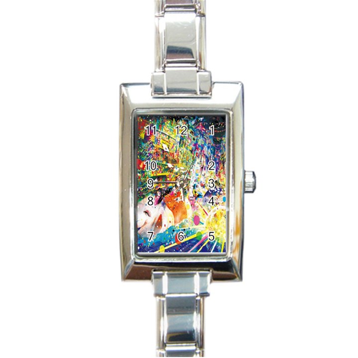 Multicolor Anime Colors Colorful Rectangle Italian Charm Watch