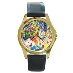 Multicolor Anime Colors Colorful Round Gold Metal Watch by BangZart