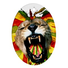 Reggae Lion Oval Ornament (two Sides) by BangZart