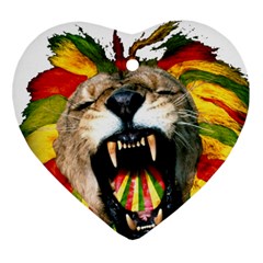 Reggae Lion Heart Ornament (two Sides) by BangZart