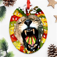 Reggae Lion Ornament (oval Filigree) by BangZart