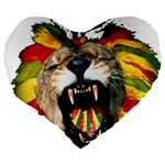 Reggae Lion Large 19  Premium Heart Shape Cushions Back