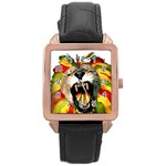 Reggae Lion Rose Gold Leather Watch  Front