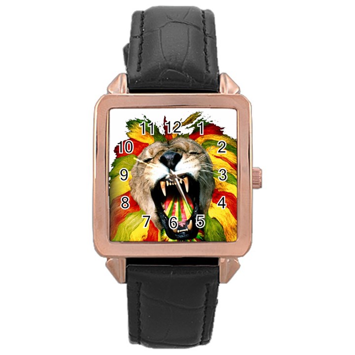 Reggae Lion Rose Gold Leather Watch 