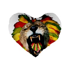 Reggae Lion Standard 16  Premium Flano Heart Shape Cushions by BangZart