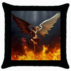 Angels Wings Curious Hell Heaven Throw Pillow Case (black) by BangZart