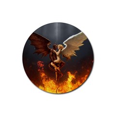 Angels Wings Curious Hell Heaven Rubber Round Coaster (4 Pack)  by BangZart