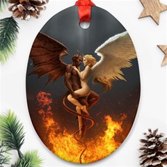 Angels Wings Curious Hell Heaven Oval Ornament (two Sides) by BangZart