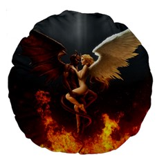 Angels Wings Curious Hell Heaven Large 18  Premium Round Cushions by BangZart