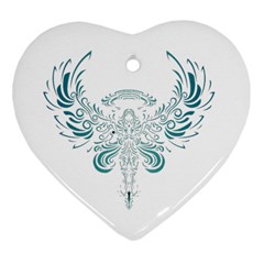 Angel Tribal Art Heart Ornament (two Sides) by BangZart