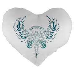 Angel Tribal Art Large 19  Premium Flano Heart Shape Cushions by BangZart