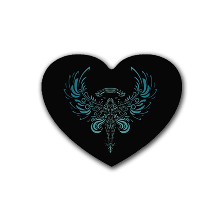 Angel Tribal Art Heart Coaster (4 pack) 