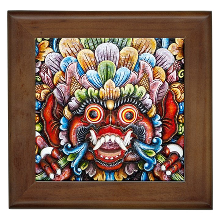 Wood Sculpture Bali Logo Framed Tiles