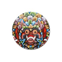 Wood Sculpture Bali Logo Magnet 3  (round) by BangZart