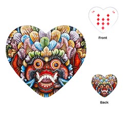 Wood Sculpture Bali Logo Playing Cards (heart)  by BangZart