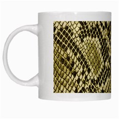 Yellow Snake Skin Pattern White Mugs by BangZart