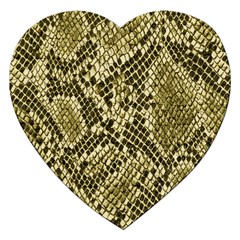 Yellow Snake Skin Pattern Jigsaw Puzzle (heart) by BangZart