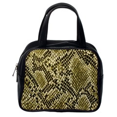 Yellow Snake Skin Pattern Classic Handbags (one Side) by BangZart