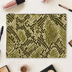 Yellow Snake Skin Pattern Cosmetic Bag (xl) by BangZart