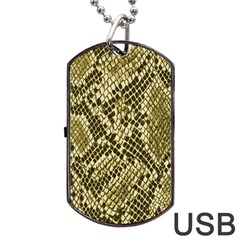 Yellow Snake Skin Pattern Dog Tag Usb Flash (two Sides) by BangZart