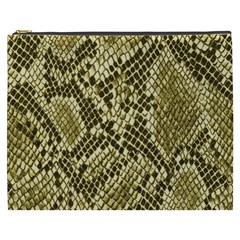 Yellow Snake Skin Pattern Cosmetic Bag (xxxl)  by BangZart