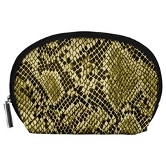 Yellow Snake Skin Pattern Accessory Pouches (large)  by BangZart