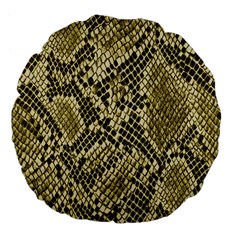 Yellow Snake Skin Pattern Large 18  Premium Flano Round Cushions by BangZart