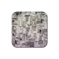 White Technology Circuit Board Electronic Computer Rubber Coaster (square)  by BangZart