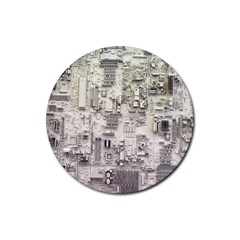 White Technology Circuit Board Electronic Computer Rubber Coaster (round)  by BangZart