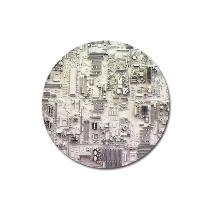 White Technology Circuit Board Electronic Computer Magnet 3  (Round)