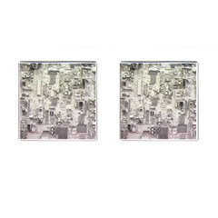 White Technology Circuit Board Electronic Computer Cufflinks (square) by BangZart