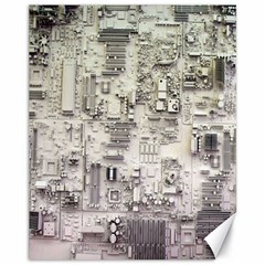 White Technology Circuit Board Electronic Computer Canvas 11  X 14   by BangZart