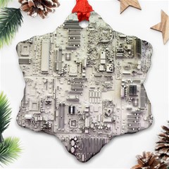 White Technology Circuit Board Electronic Computer Snowflake Ornament (two Sides) by BangZart