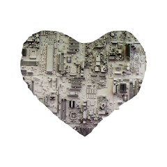 White Technology Circuit Board Electronic Computer Standard 16  Premium Heart Shape Cushions by BangZart