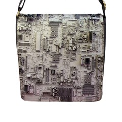 White Technology Circuit Board Electronic Computer Flap Messenger Bag (l)  by BangZart